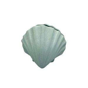 Shell-Shaped Ceramic Vase In Seafoam Green